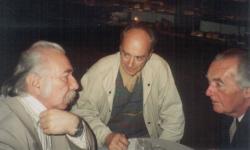 Határ Győző, Domokos Mátyás és Mándy Iván a Művész cukrászdában (1991 nyara)