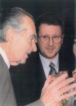 A Soros-életműdíj átadásán a Merlin Színházban (Mándy Iván és Vörös István)
