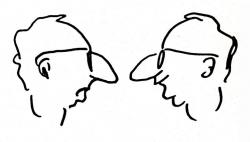 Spiró György karikatúrája a Kanásztánc című kötet borítóján (1992)
