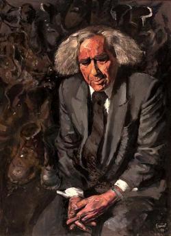 Ezüst György: Faludy György (farost, akril)