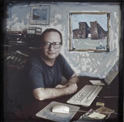 Szüts Miklós: Spiró György (fotópapír, karton, vegyes)